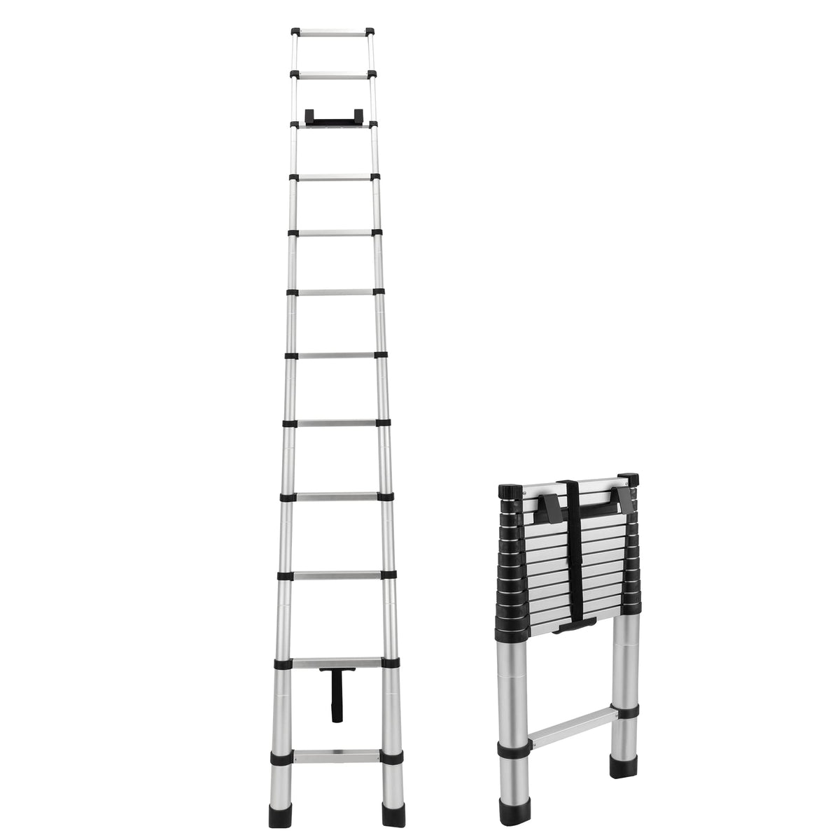 RecPro RV Telescoping Ladder extended to reach high RV roof edges