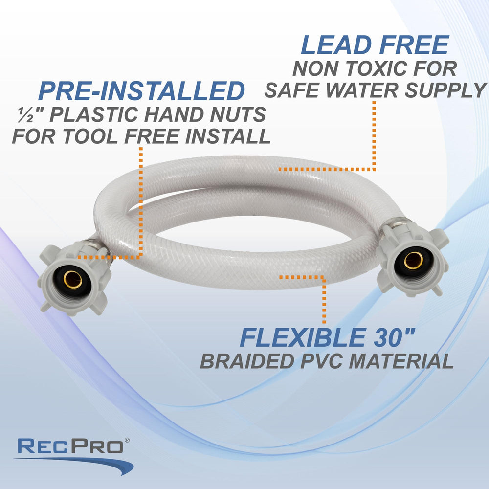 RecPro RV Water Hose stretched to 30 inches for flexible RV water system reach