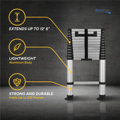 RecPro telescoping ladder rubber treads provide secure footing on uneven surfaces