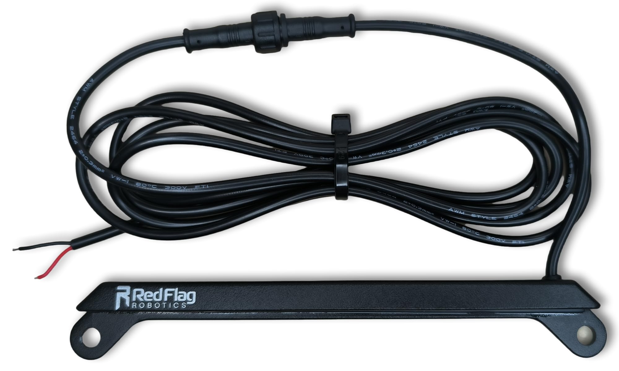 Red Flag Robotics universal license light enhances rear visibility for full-size US plates.