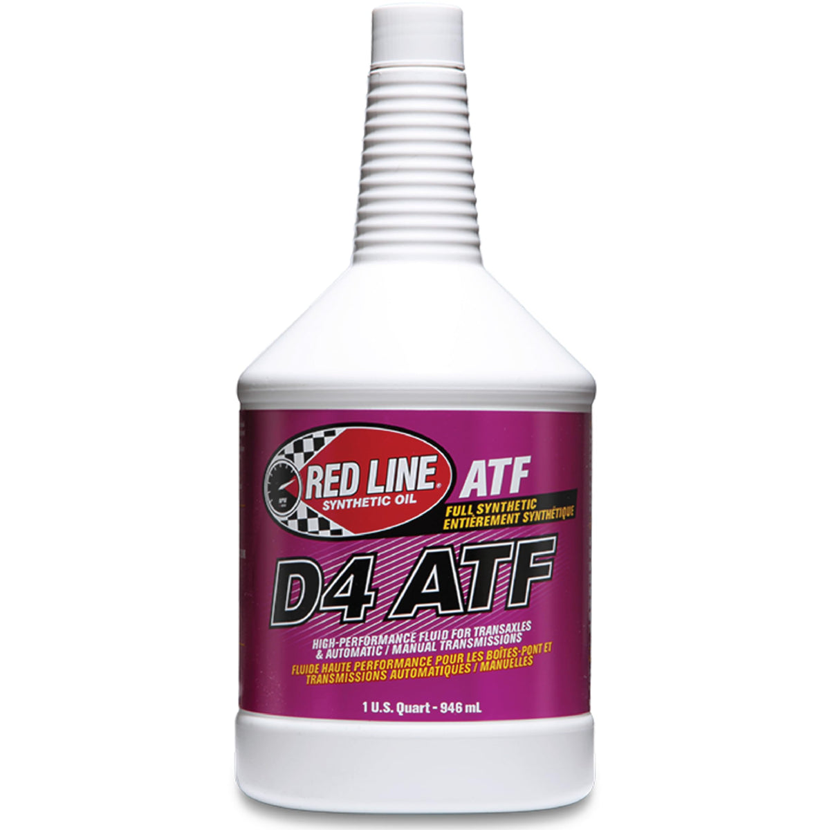 Red Line 30504 D4 ATF bottle front view for versatile transmission lubrication.