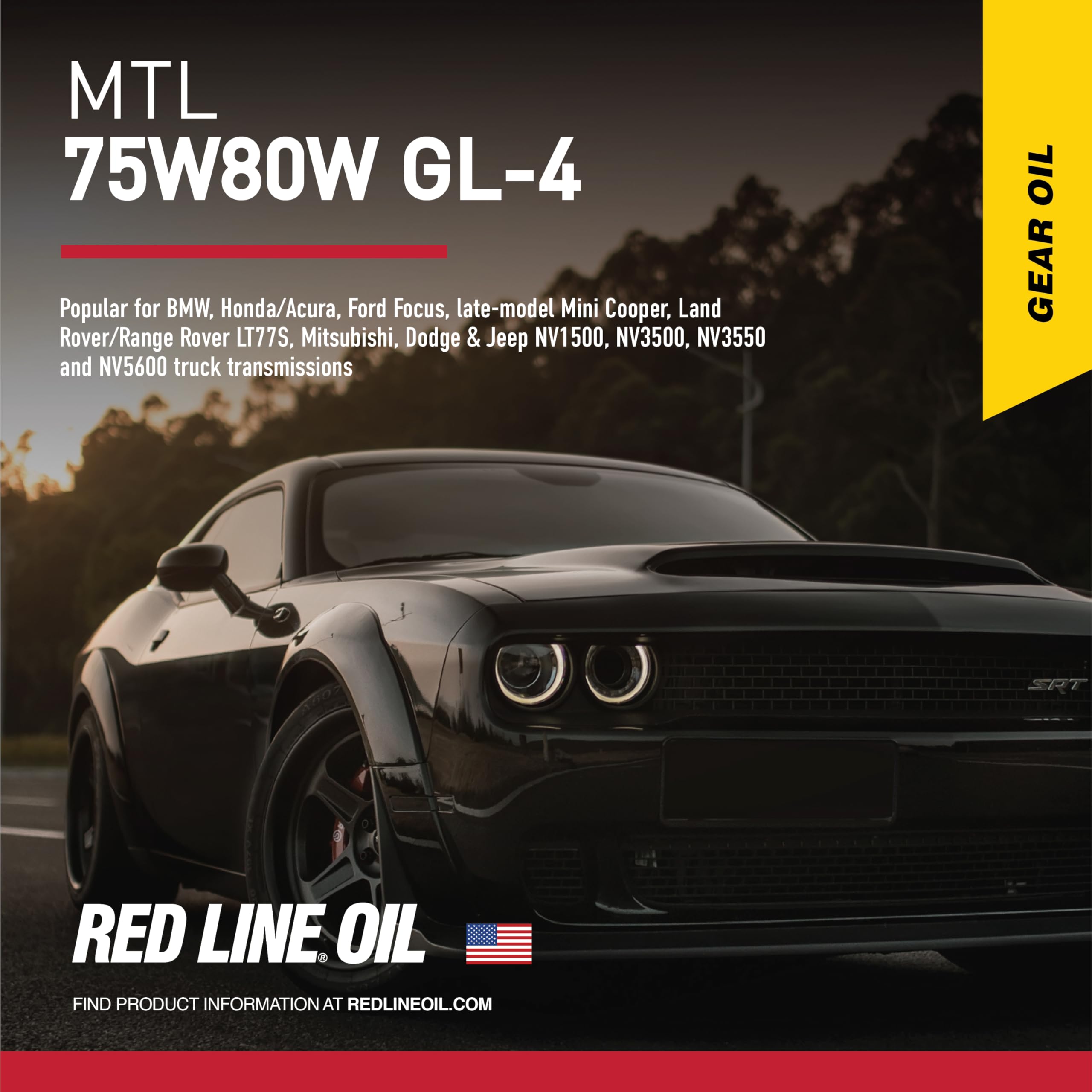 Red Line 50204 1 qt pack on shelf shows gear oil for manuals.
