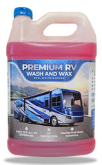 Red White & Shine RV Wash and Wax bottle pour for rich foam and easy rinse