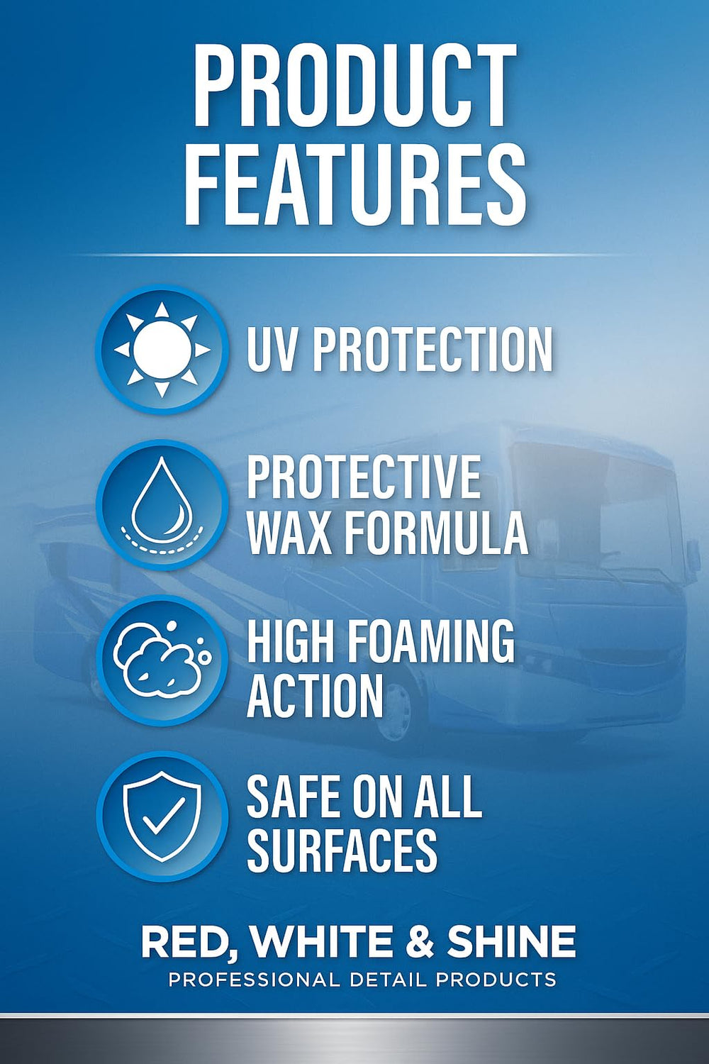 Red White & Shine RV Wash and Wax with foam cannon mist for thorough cleaning
