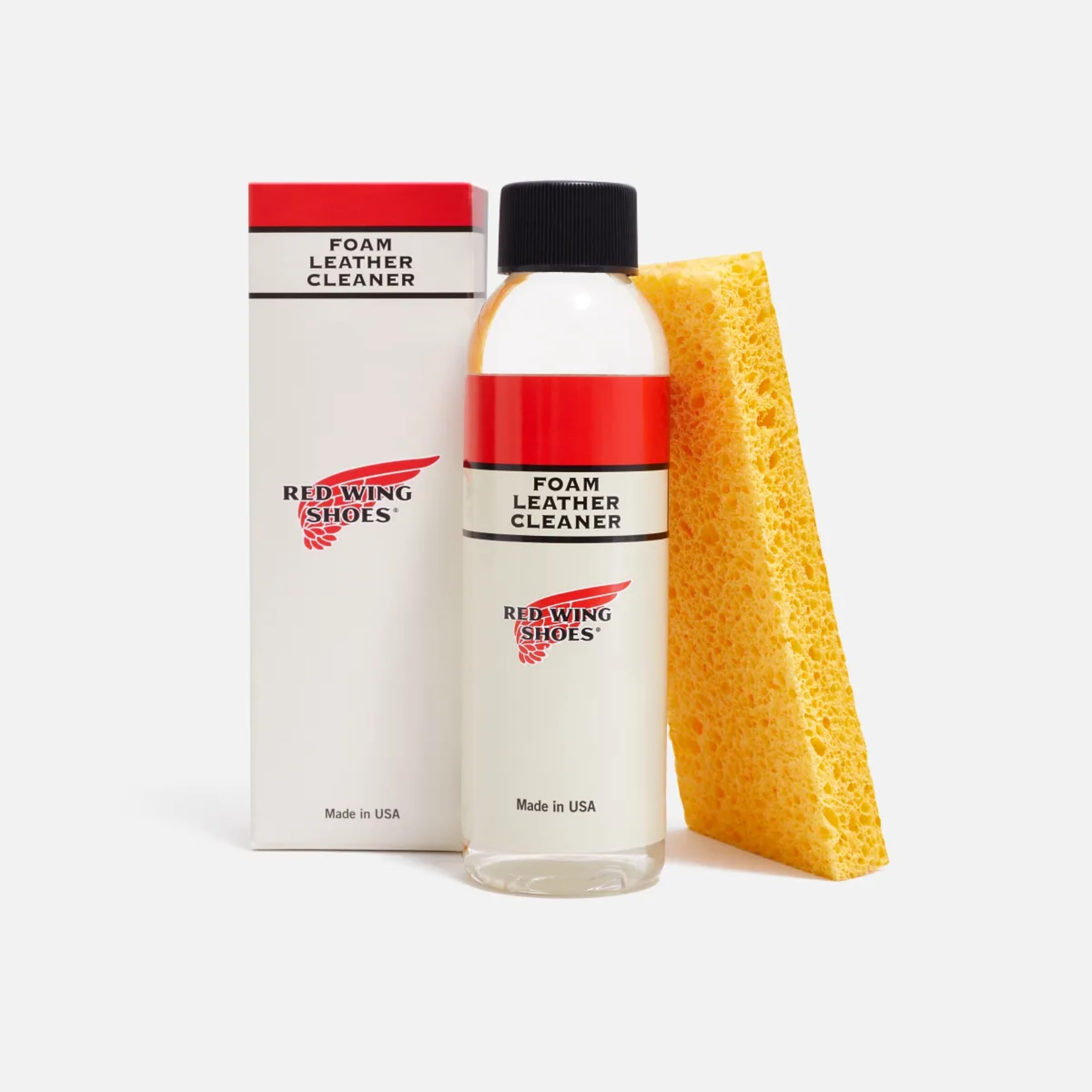 Red Wing Shoes Foam Leather Cleaner sponge for easy, gentle leather cleaning.