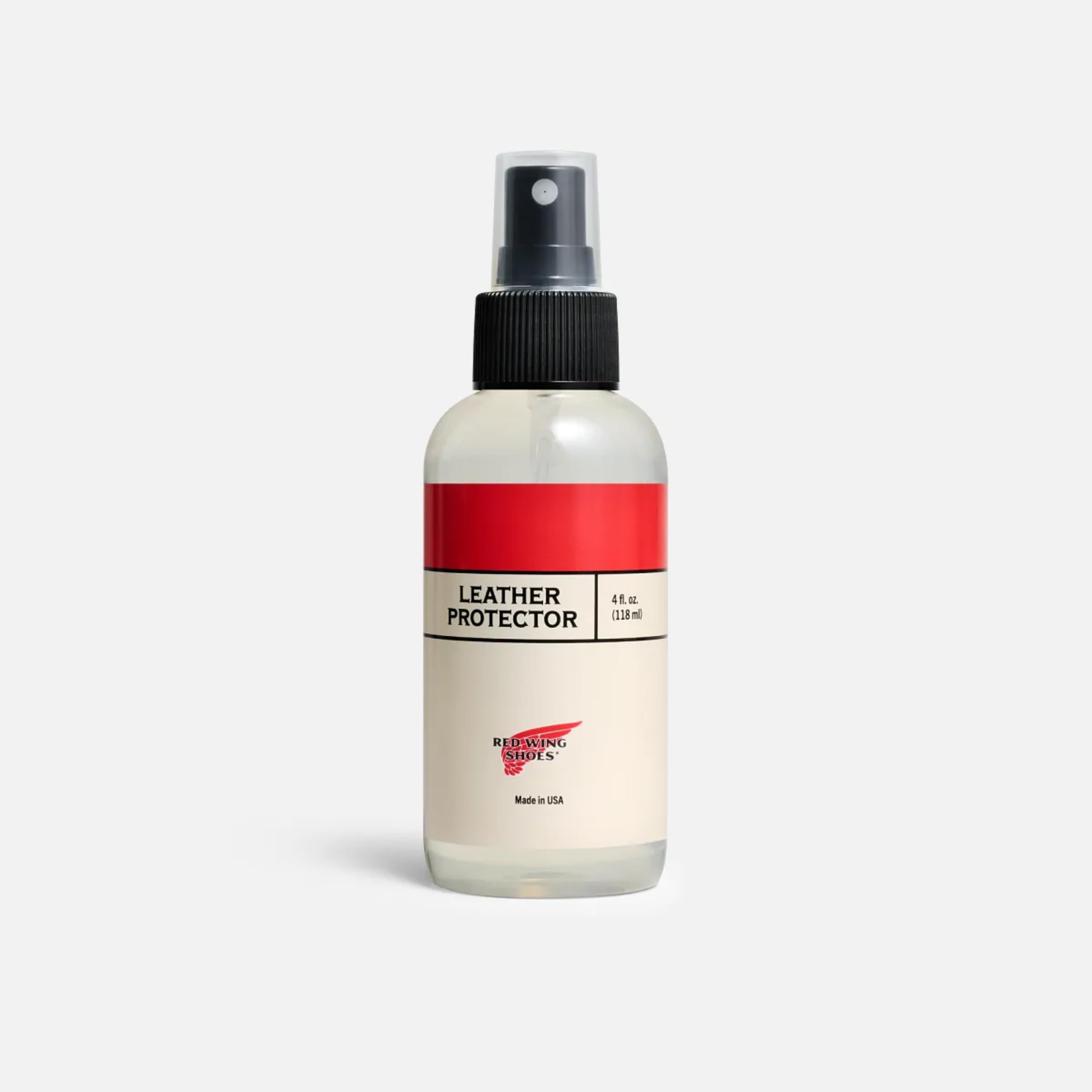 Red Wing Shoes Leather Waterproof Spray applied on boots maintains flexibility and dries quickly.