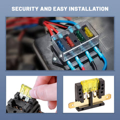Red Wolf fuse block installed in a vehicle for easy access.