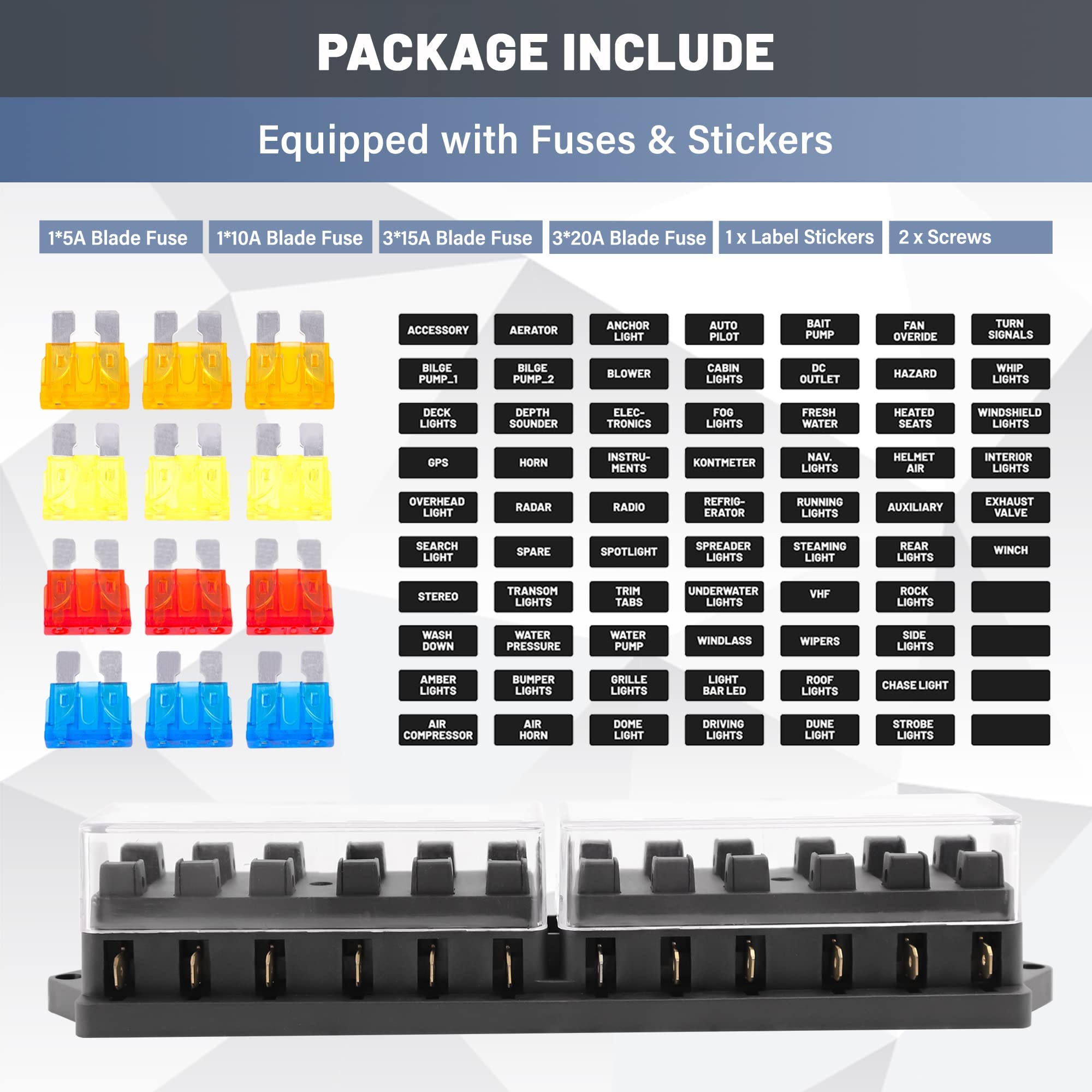 Red Wolf 12-Way fuse block suitable for marine installations.