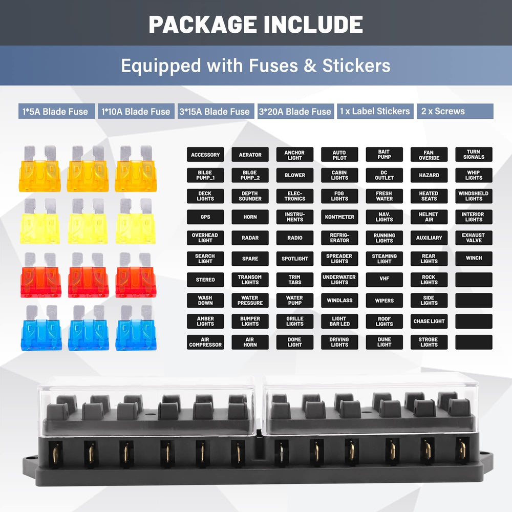 Red Wolf 12-Way fuse block suitable for marine installations.