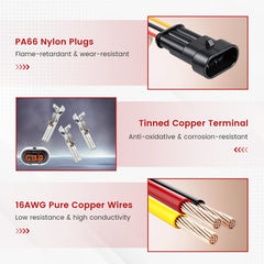Red Wolf 16AWG 3-Pin waterproof female plug for easy wiring and sealing