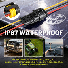Red Wolf 16AWG 3-Pin waterproof connector side view for under-hood use
