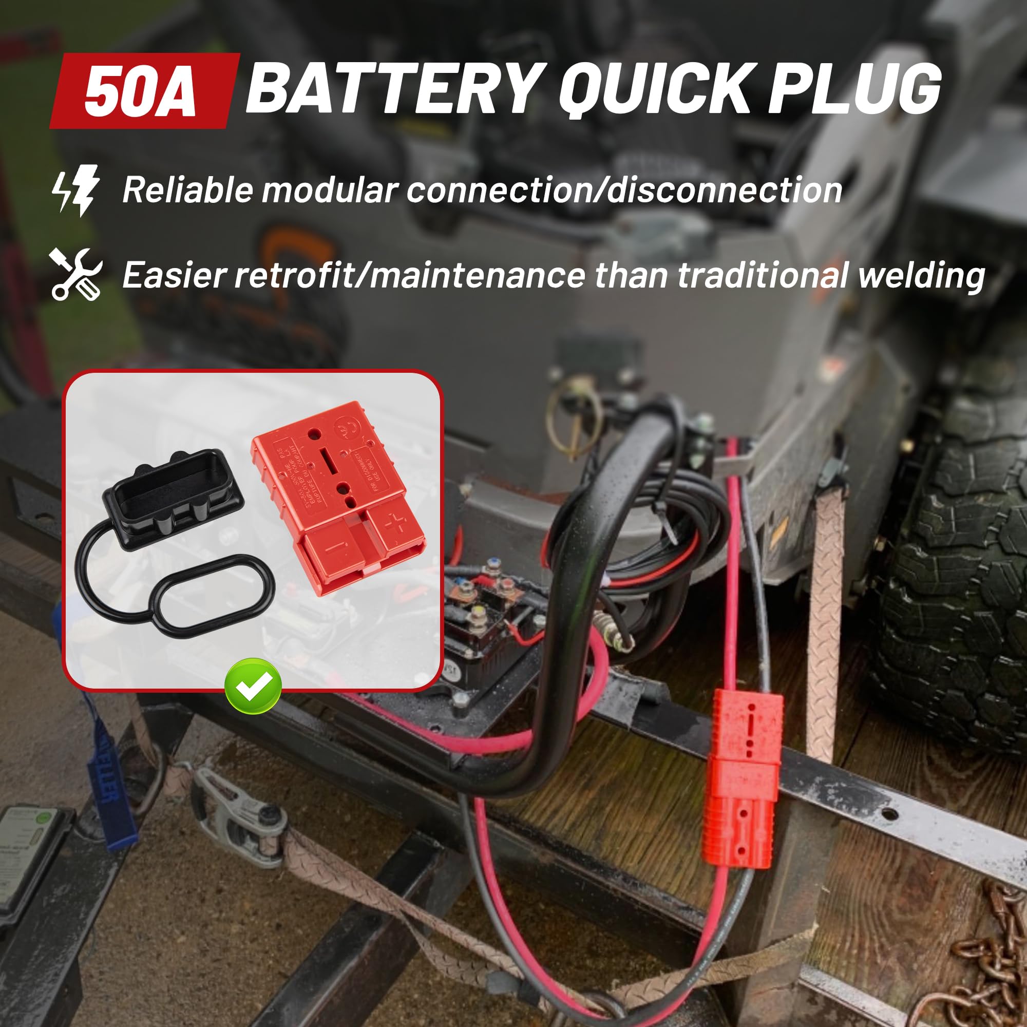 RED WOLF SB50 plug with copper terminal offers reliable high-current connection.
