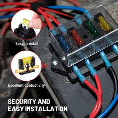 Red Wolf 6-way fuse block top cover closed protects against dust and moisture