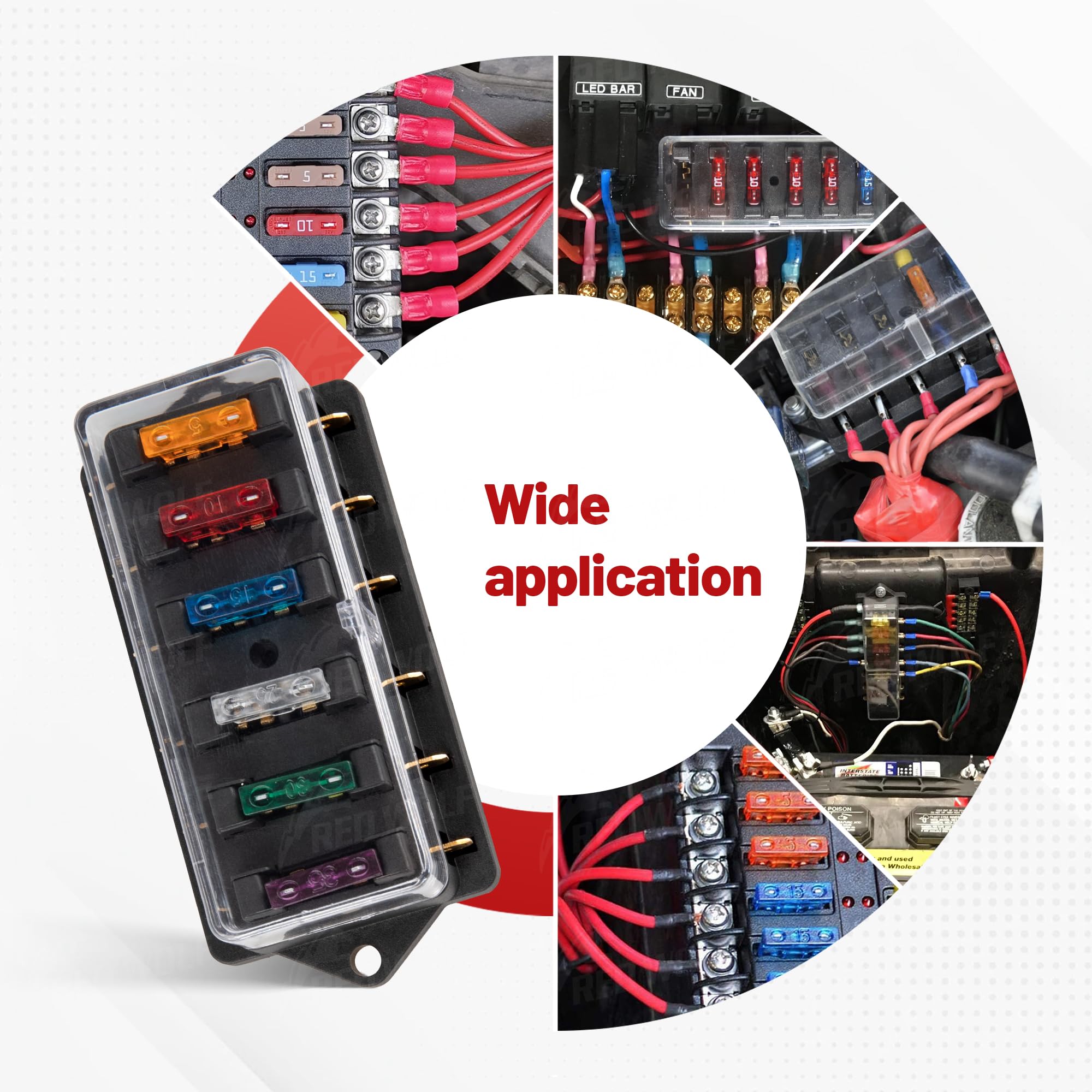 Red Wolf waterproof cover protects the fuse block in harsh marine environments