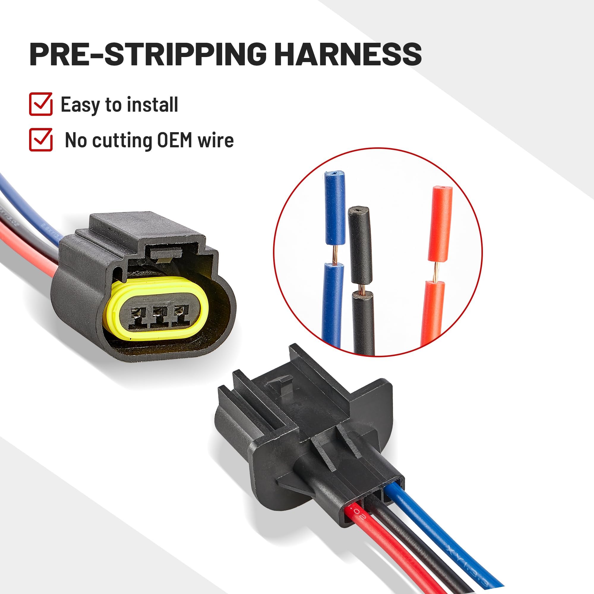 RED WOLF 9008 H13 wiring harness installation demo for plug-and-play setup.