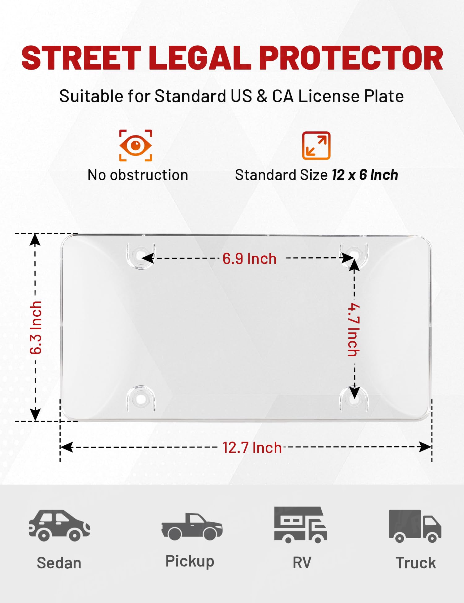 RED WOLF anti-tamper shield helps deter tampering while keeping plate visibility intact