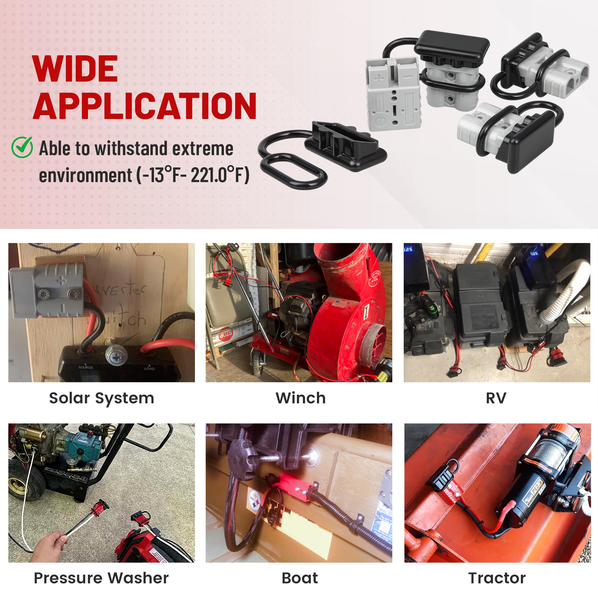 RED WOLF dust-proof rubber cover shields ports from dust and rainwater.
