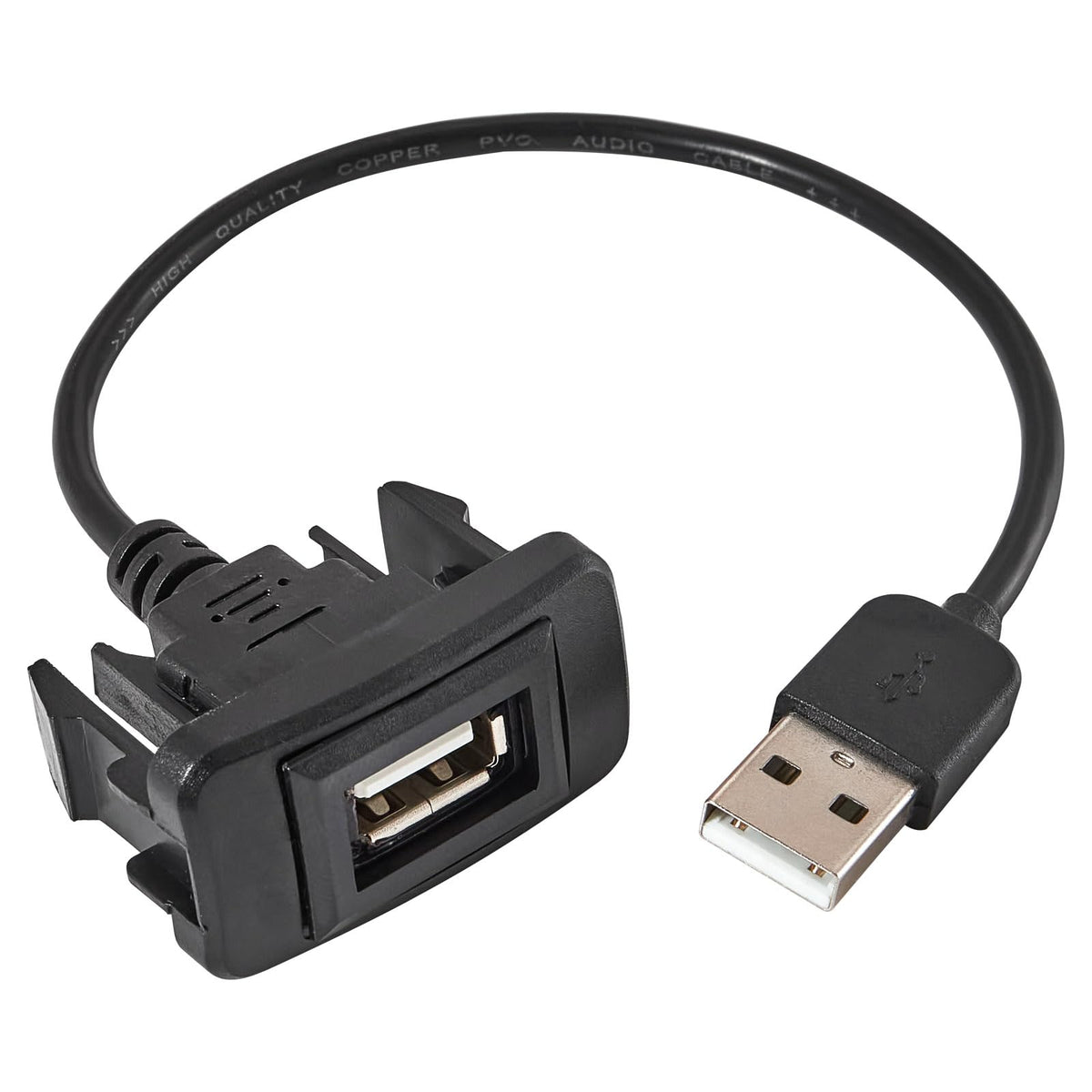 Red Wolf flush-mount USB port dashboard front view for seamless integration.