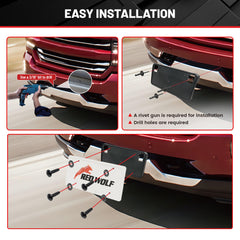 RED WOLF front bumper license plate holder with screws simplifies installation