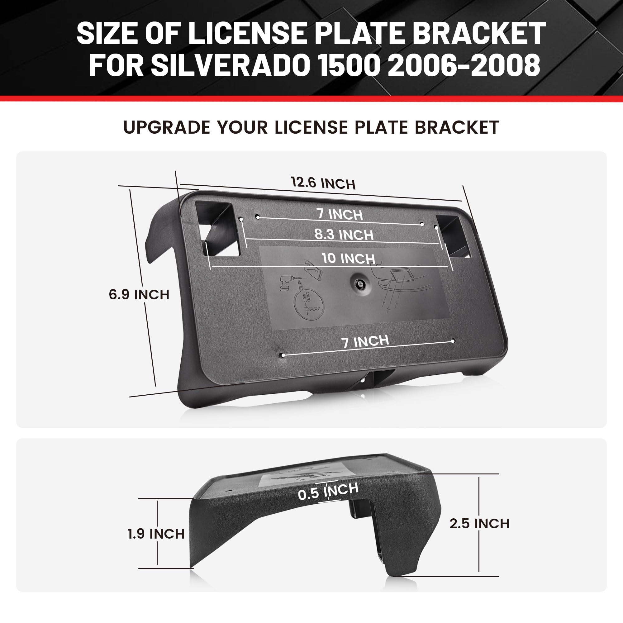 RED WOLF front license plate bracket for 2019 Silverado 1500 LD keeps plates compliant