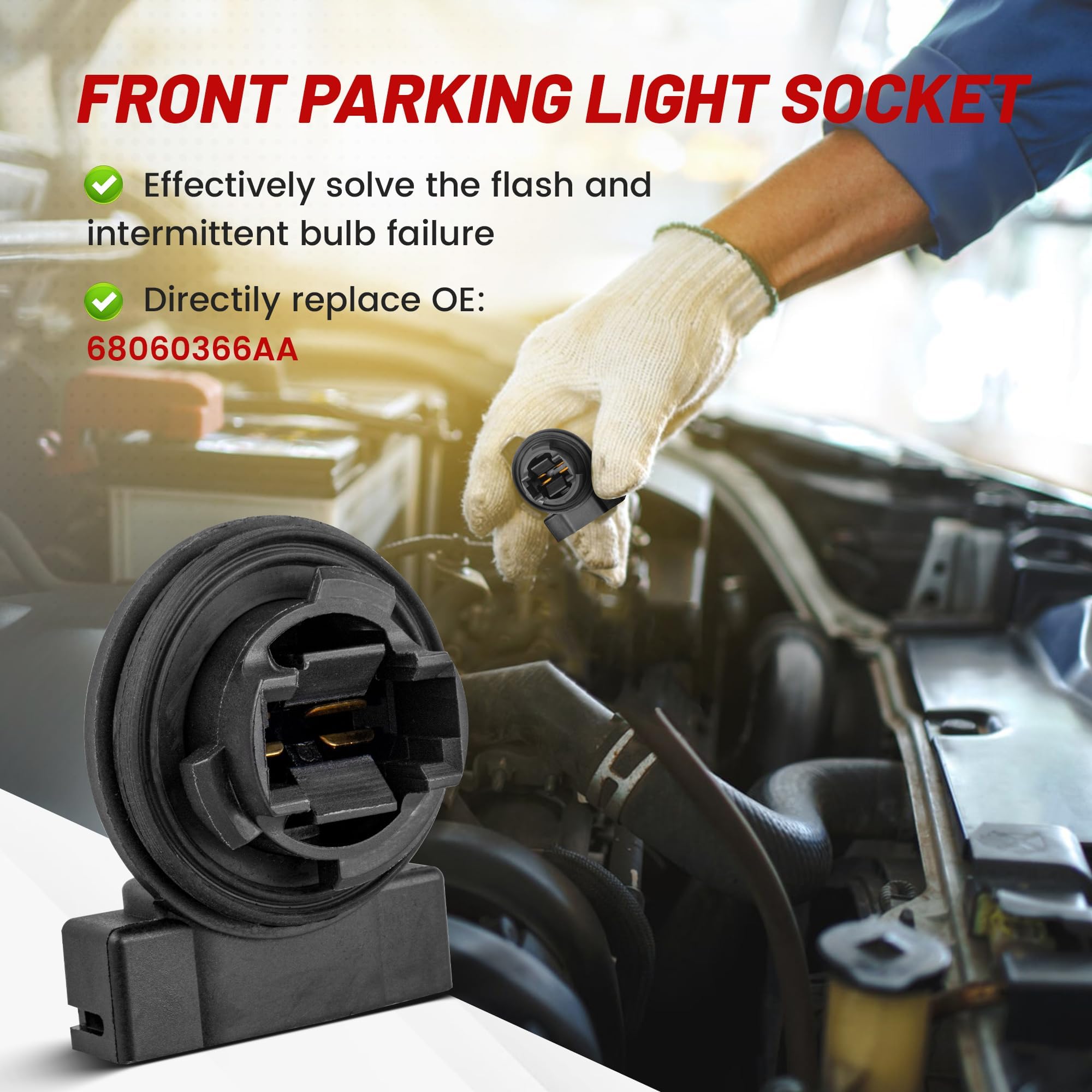 Red Wolf harness-connected socket showing easy installation and solid contact.