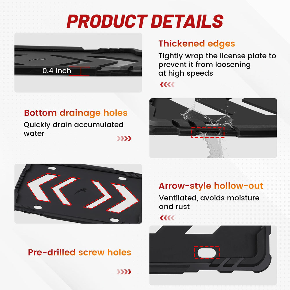 Red Wolf silicone license frame protects car paint with anti-scratch feature