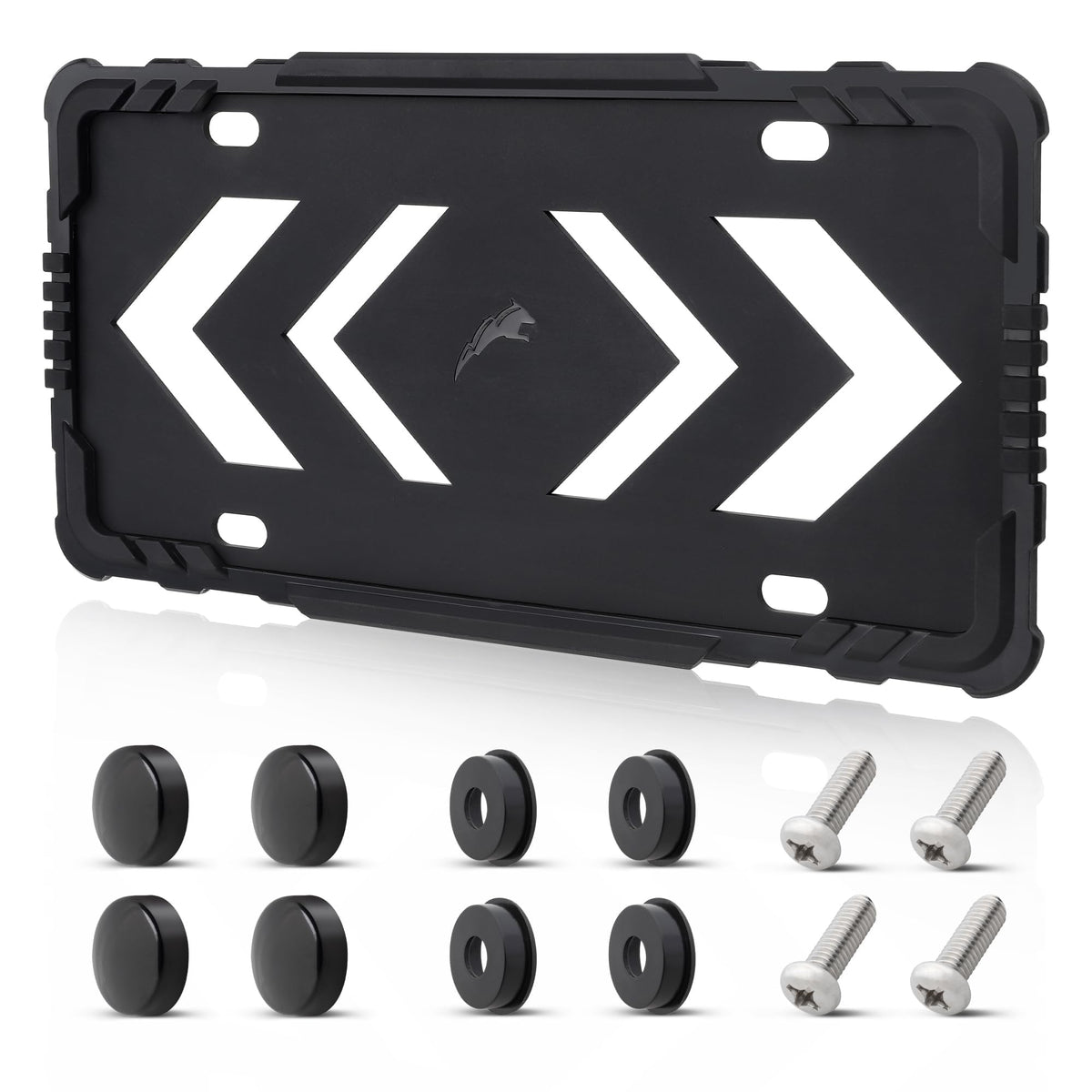 Red Wolf silicone license frame with unobstructed design for universal fit