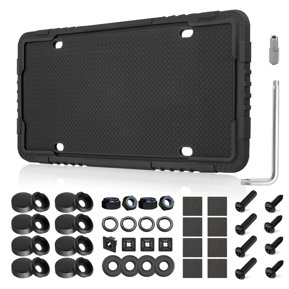 RED WOLF silicone license plate frame provides unobstructed visibility for 6x12 inches.