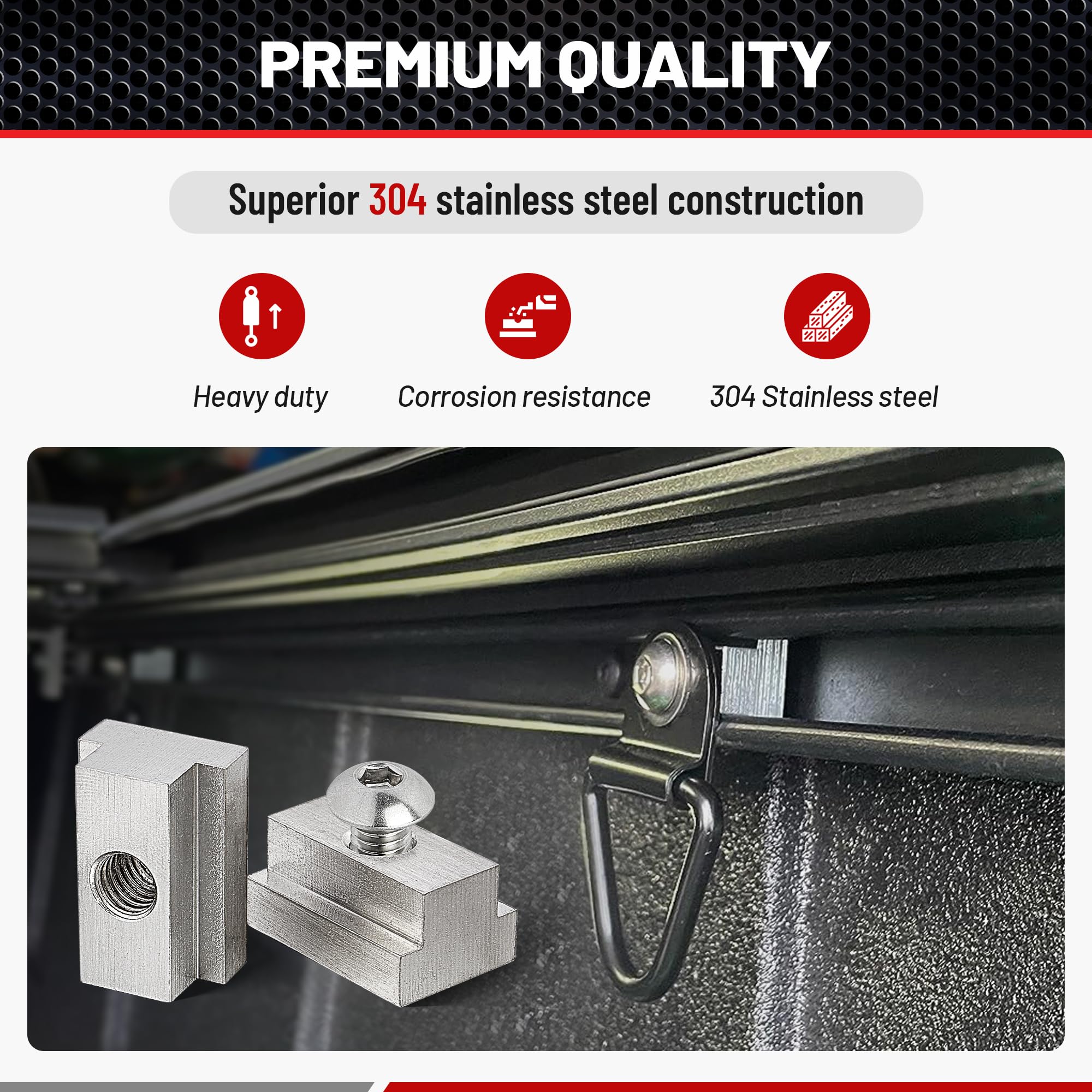 RED WOLF Toyota bed fit supports toolbox mounting without drilling.