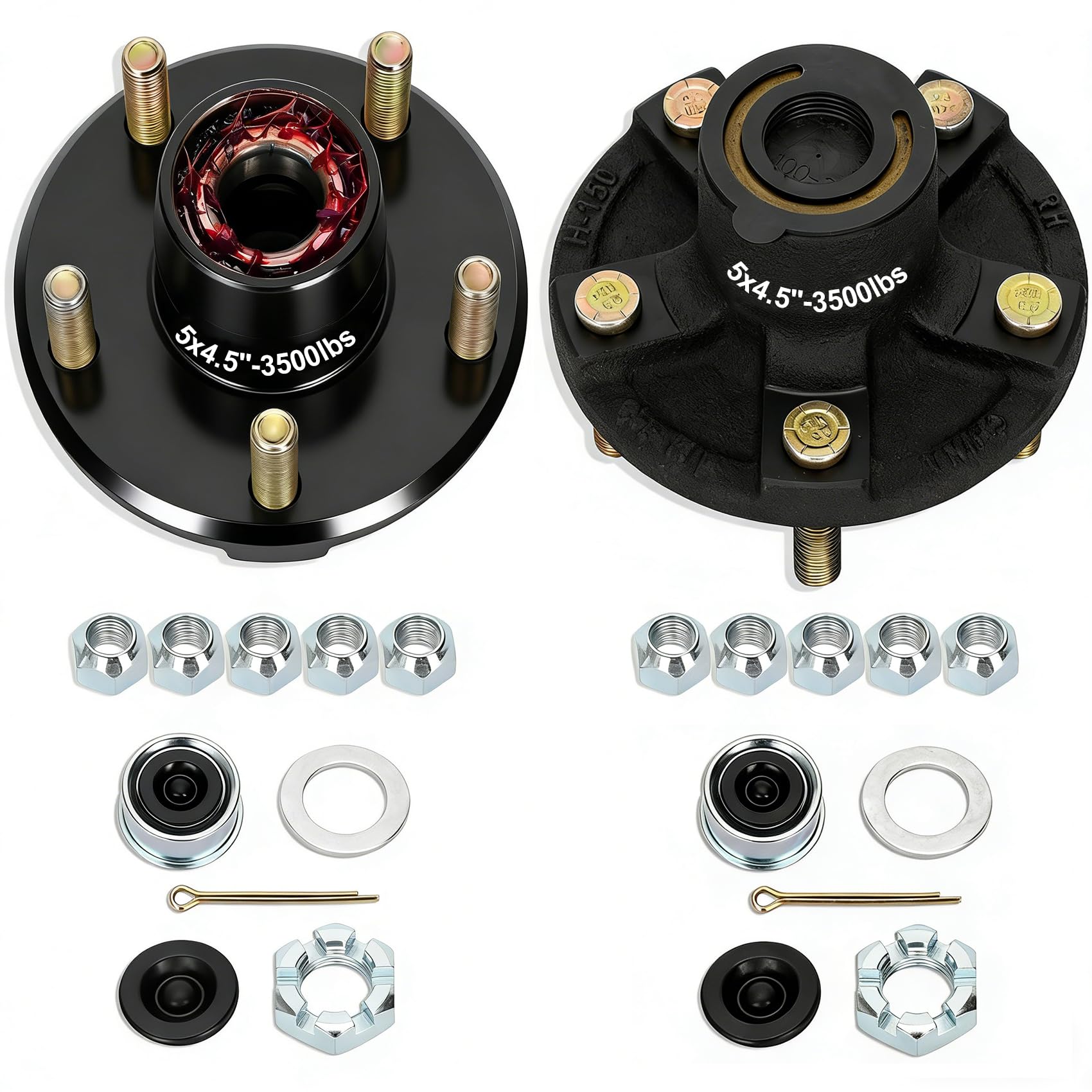 Redants 2-set 3500lb trailer hub kit side view for easy installation and rapid replacement