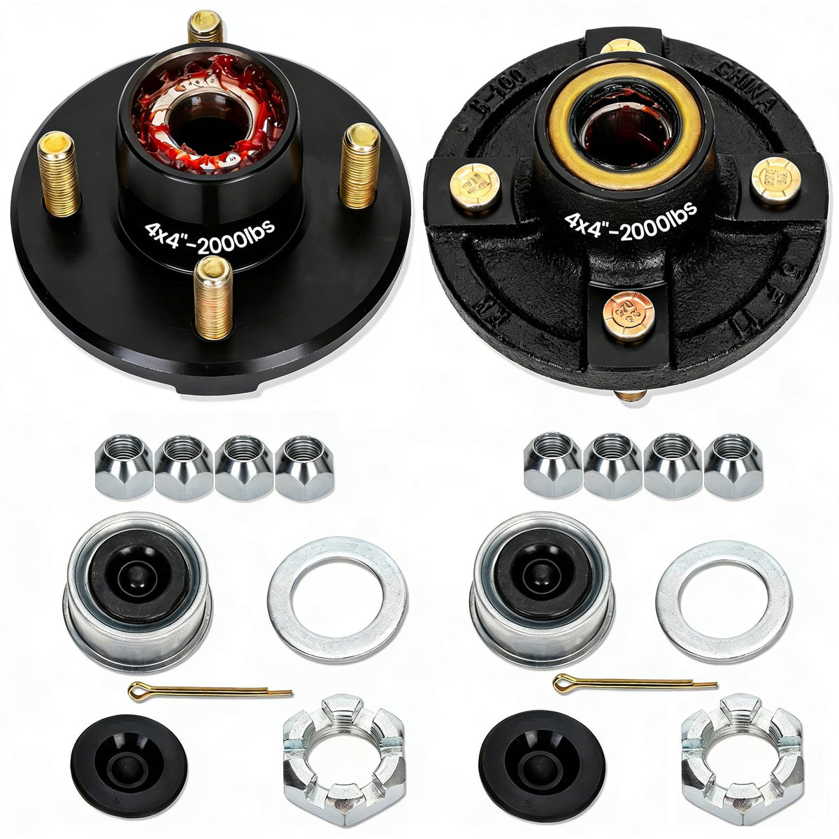 Redants 2-set 4-lug trailer hub kit for 2000 lb trailers, ready to install