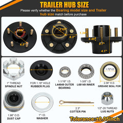 Redants steel hub kit with rustproof black coating for durable trailer protection