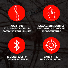 REDARC Tow-Pro Link sway-stop button highlights trailer stability features during driving.