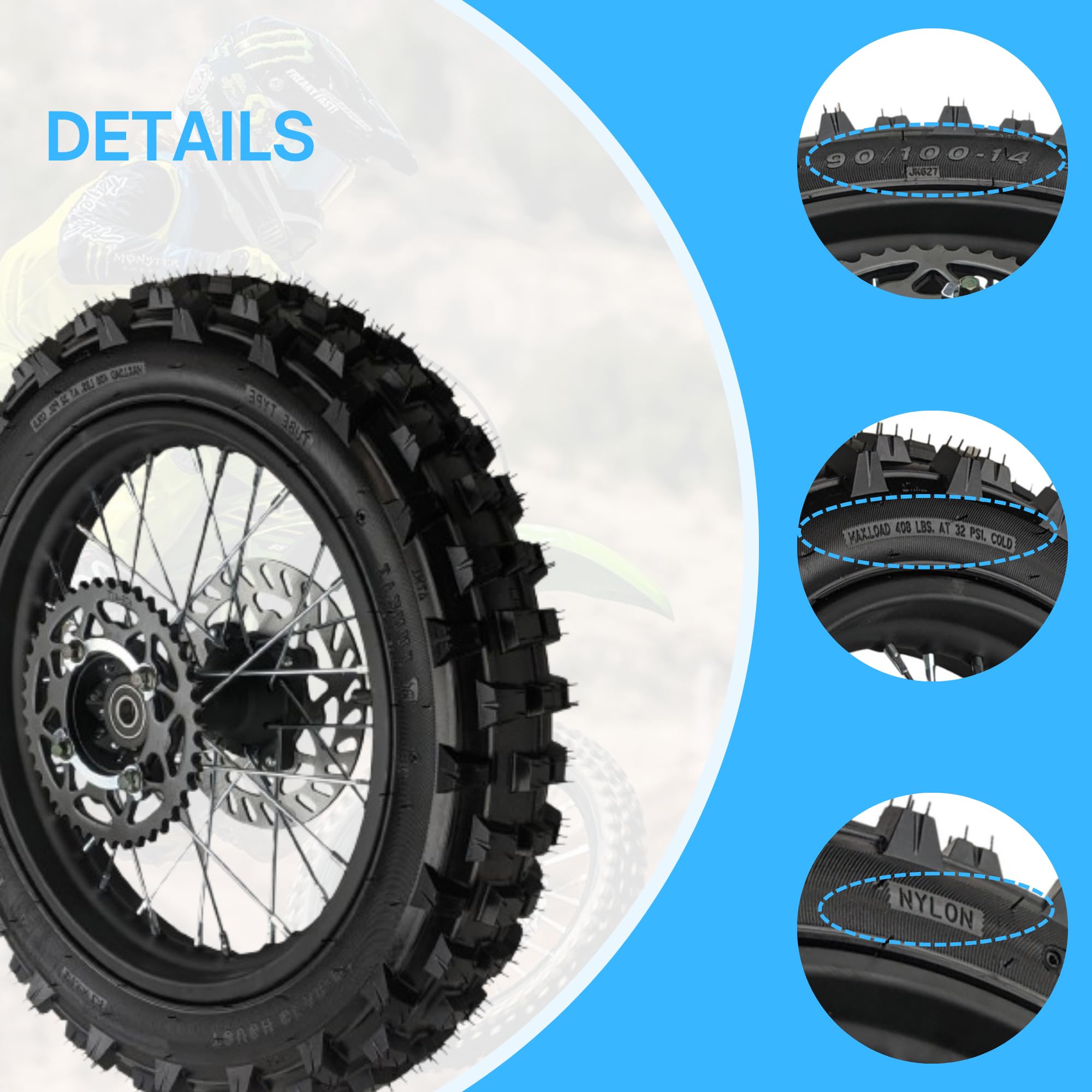 RedCap alloy rim with 32 spokes for durability and balance