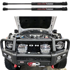 Black gas springs from Redline Tuning for smooth hood lift.
