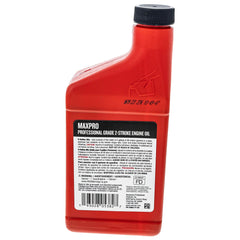 RedMax MaxLife 2-Cycle Oil label highlights detergency and ethanol compatibility