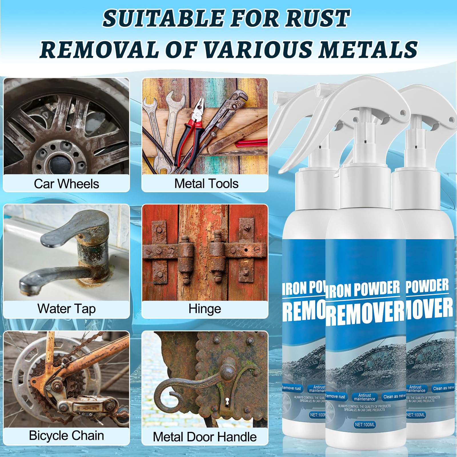 Rednow iron powder remover action shot shows surface protection during use.