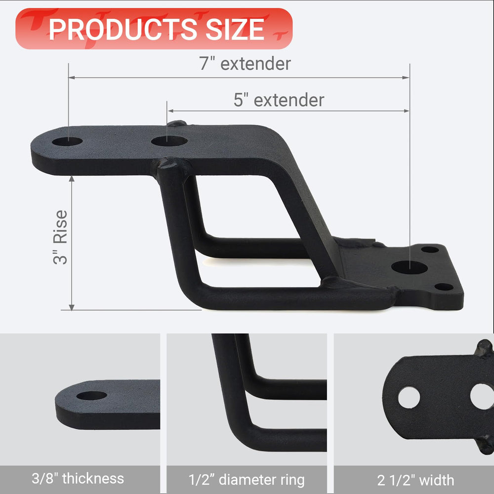 REDTEE anti-swivel 3-point bolt system stabilizes towing connections.