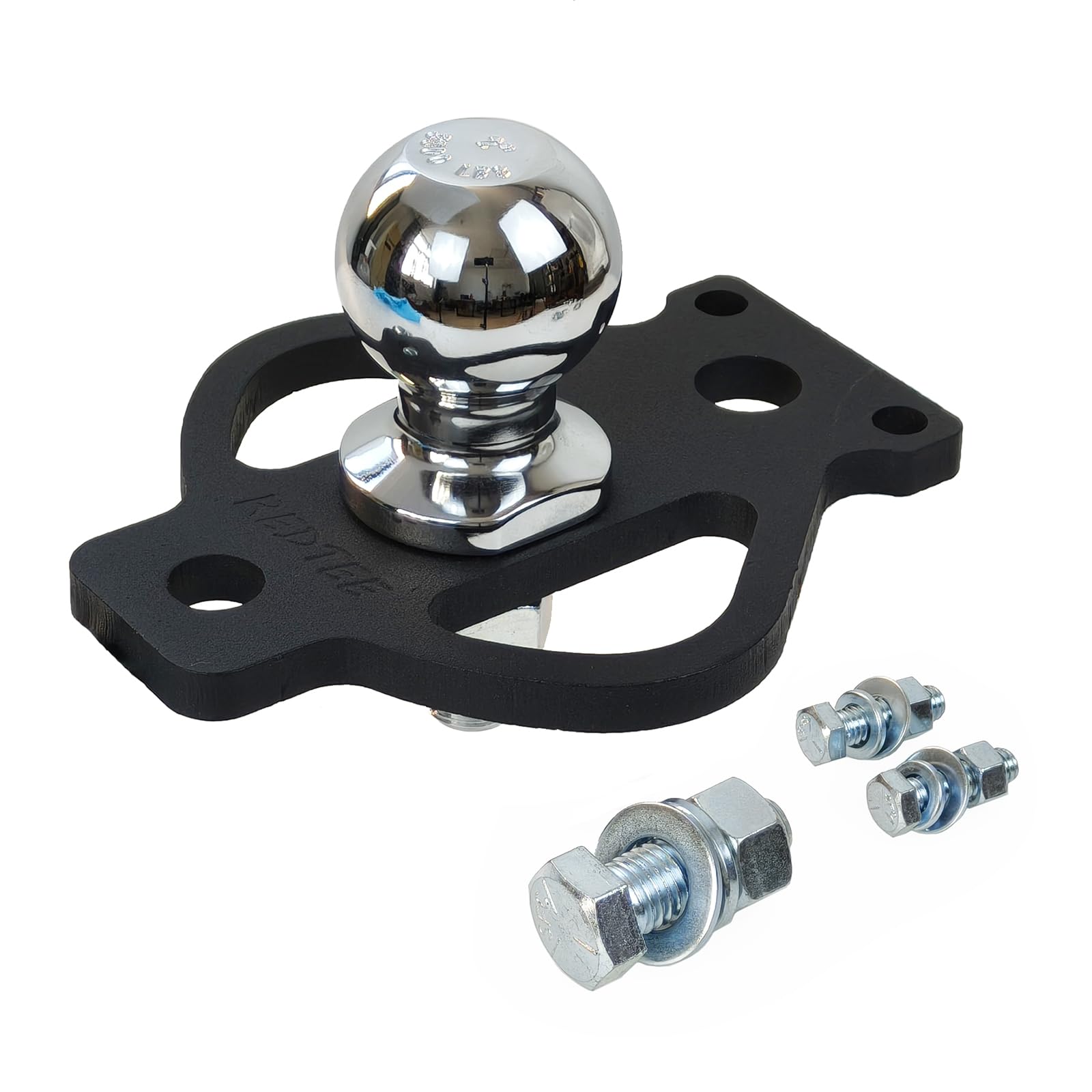 REDTEE 3-Way hitch adapter with 2-inch ball enables versatile towing setups.