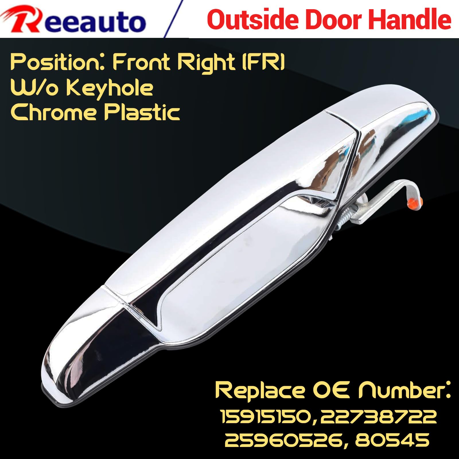 Reeauto rear right door handle chrome finish, reliable vehicle access.