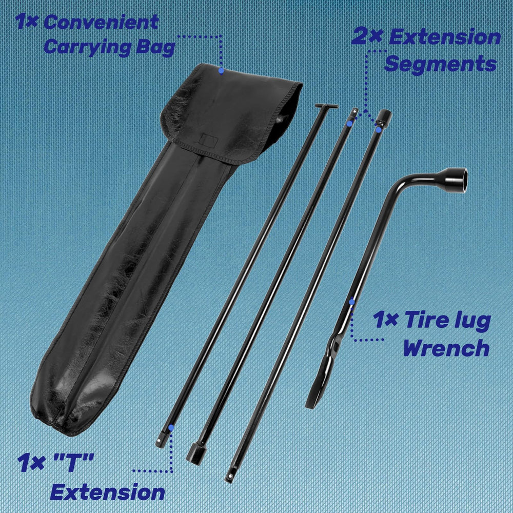 Reeauto spare tire jack handle provides reliable leverage for quick tire changes.