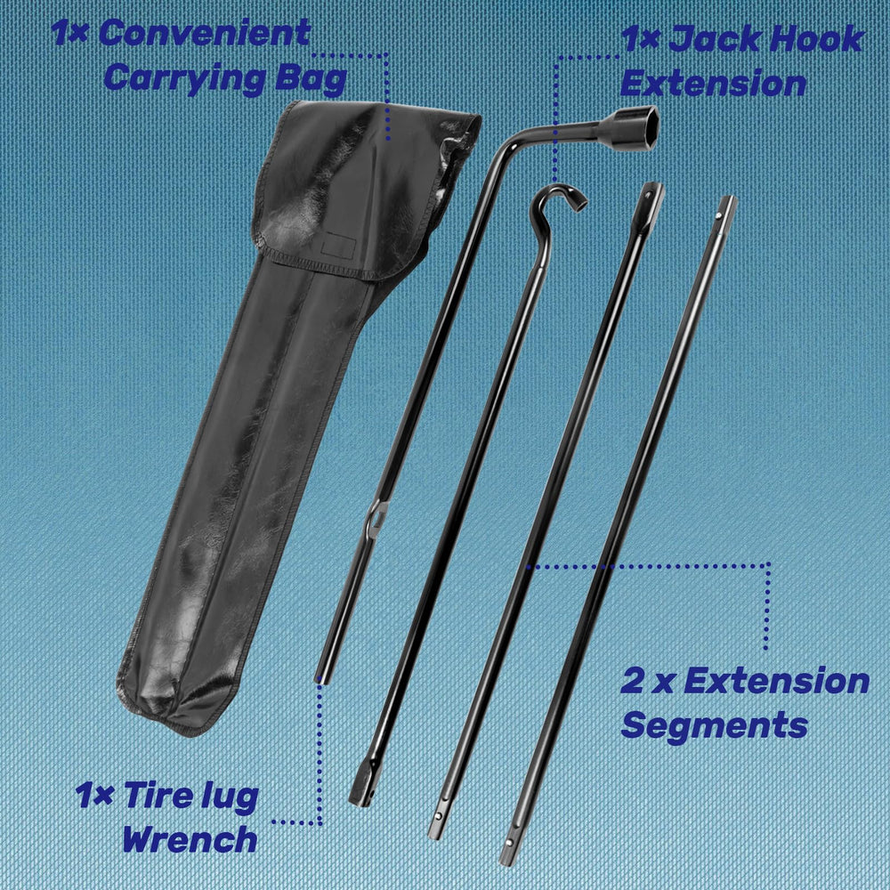 Reeauto extension rods provide flexible reach for safe spare tire maneuvers