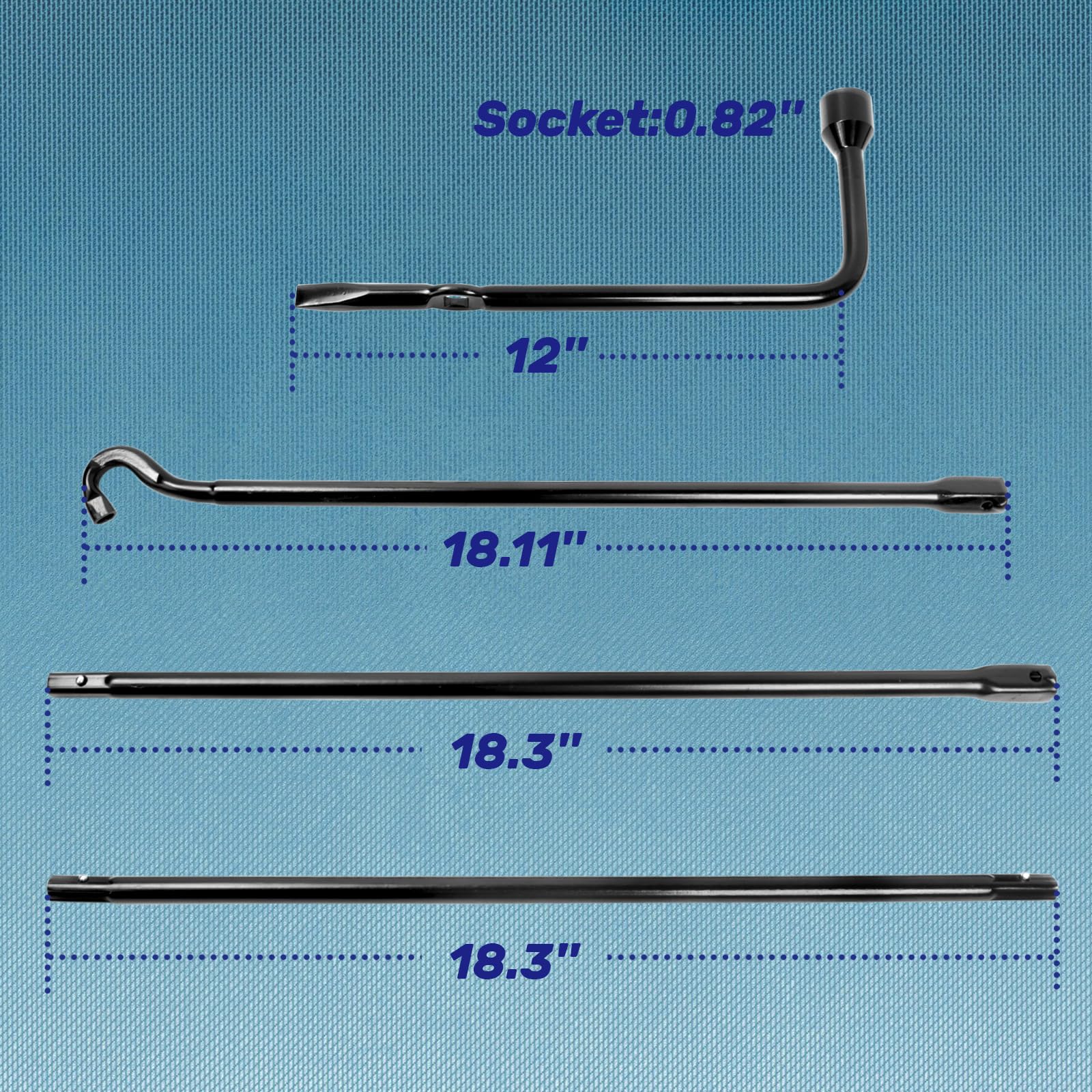 Extension segments provide flexible reach during tire changes.