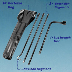 Lug wrench included in Reeauto kit for easy wheel removal.