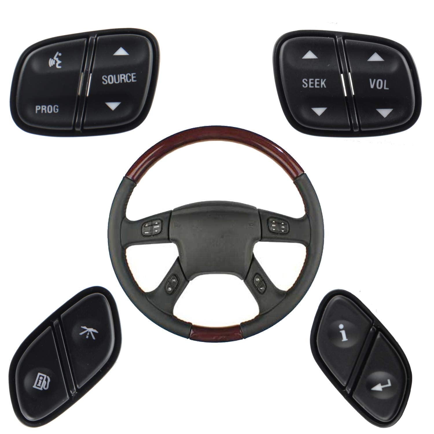 Reeoutdoor seek-volume button close-up for easy audio adjustments while driving.