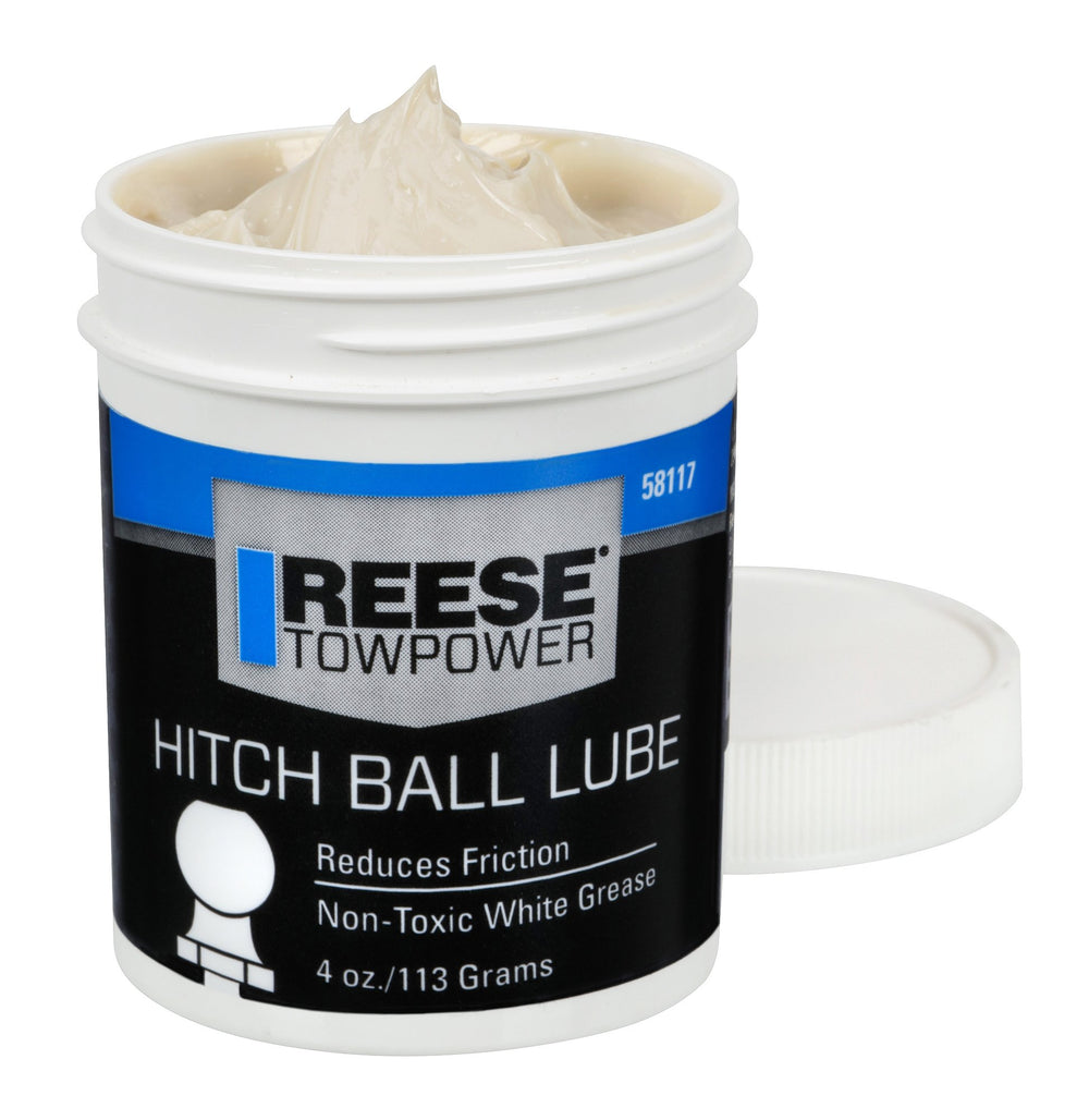 REESE Towpower hitch ball lubricant reduces wear on trailer ball for smoother towing.