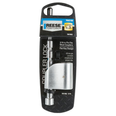 Reese Towpower lock with brushed aluminum body protects against corrosion and adds durable style