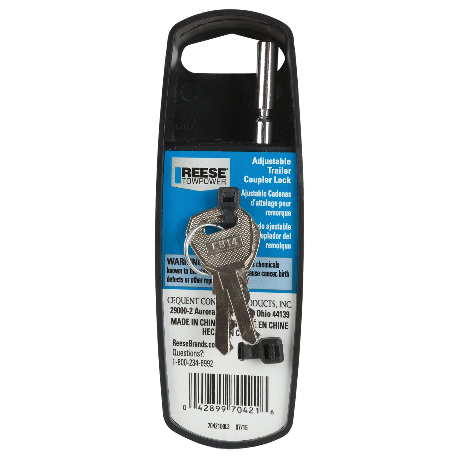 Reese Towpower lock features nickel-plated shank for strong corrosion resistant security