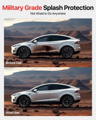 REEVAA Model X mud flap front-right safeguards paint against spray and rocks.