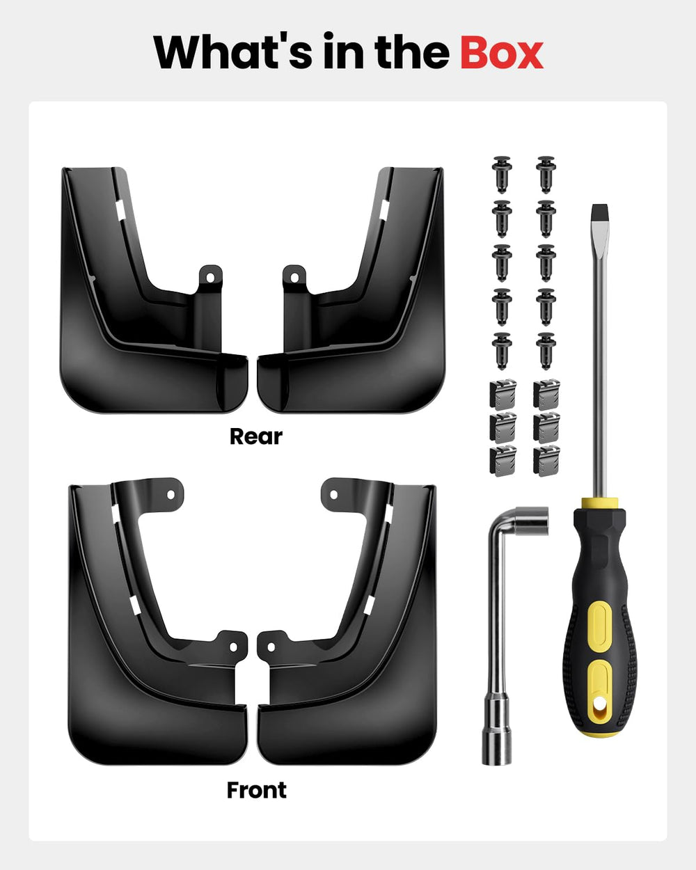 REEVAA Model X mud flap maintains clean showroom finish with rugged protection.